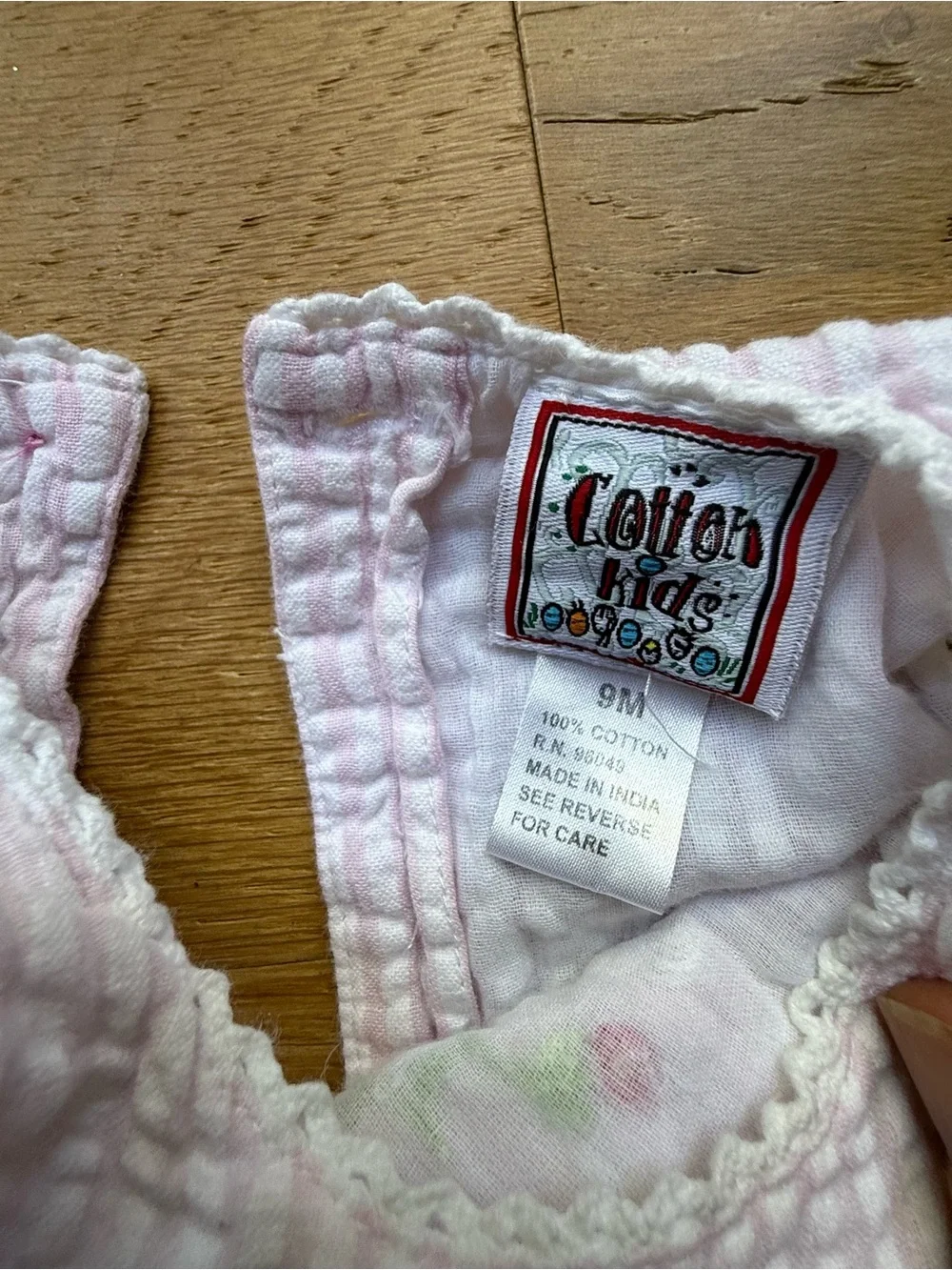 Vintage Cotton Kids 9M Pink Seersucker Bunny Romper Easter Applique Bubble 90s